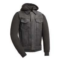 Kent Men's Motorcycle Leather Vest and Hoodie Men's Leather Vest GARAGE SALE S Black Sweatshirt 