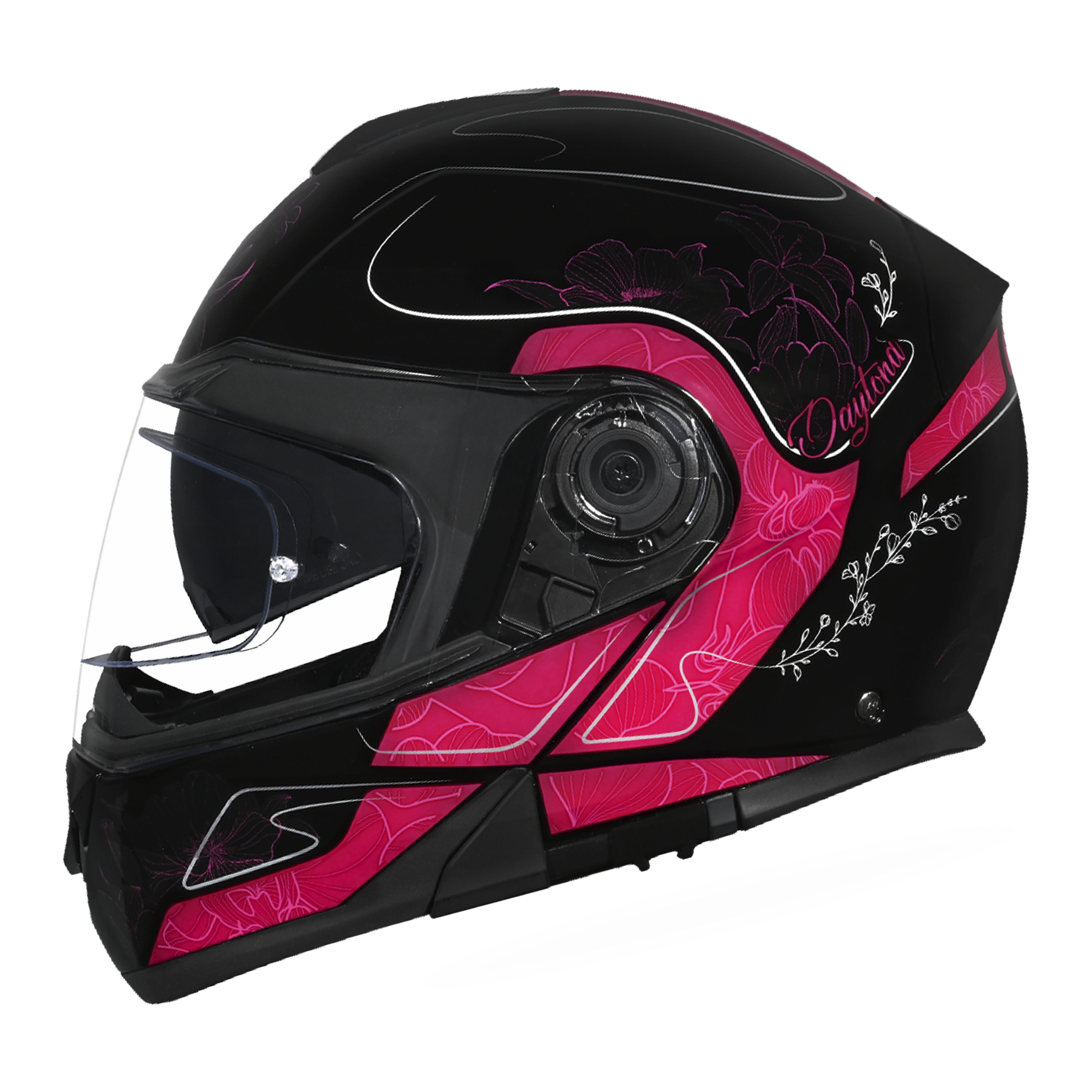 Daytona Glide Modular Motorcycle Helmet - DOT Approved, Bluetooth Ready, Dual Visor, Men/Women/Youth - W/ Flowers GLIDE - GRAPHICS Daytona Helmets