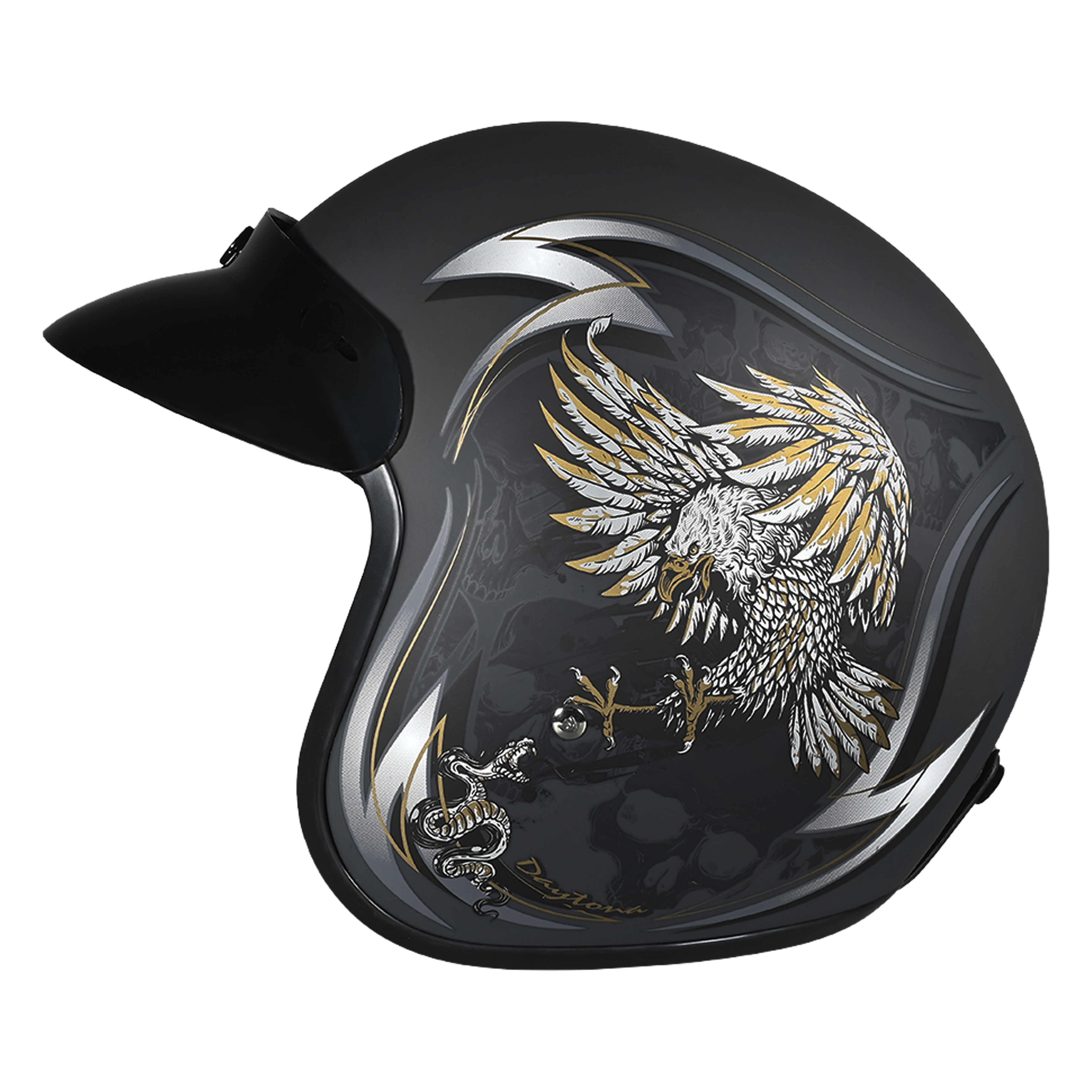 DOT Approved Daytona Cruiser Open Face Motorcycle Helmet - Men, Women & Youth - With Visor & Graphics - W/ Wild Soul CRUISER - GRAPHICS Daytona Helmets