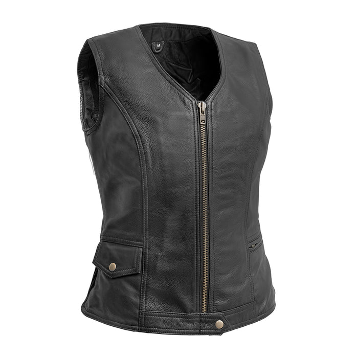 Lolita - Women's Motorcycle Leather Vest Women's Leather Vest First Manufacturing Company XS Black 