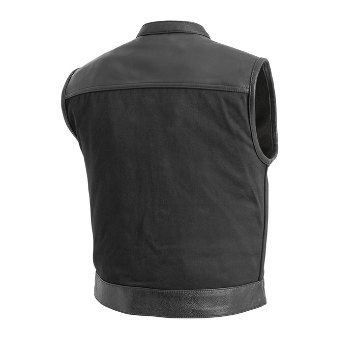 Lowrider Men's Motorcycle Leather/Twill Vest Men's Leather/Twill Vest First Manufacturing Company   