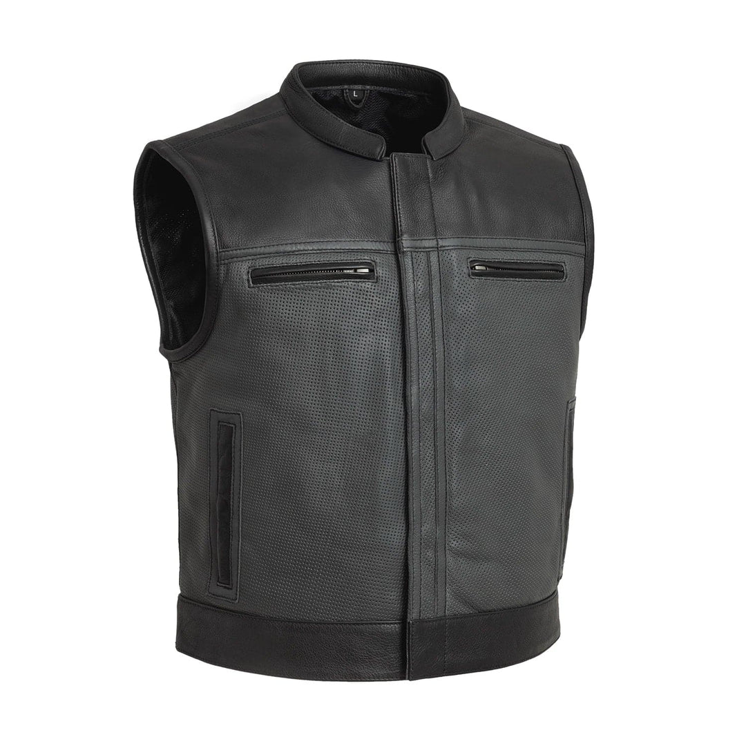 Two Tone Lowrider Perforated Men s Leather Vest