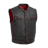 Lowrider Perforated Men's Leather Vest Men's Leather Vest First Manufacturing Company Black Red S 