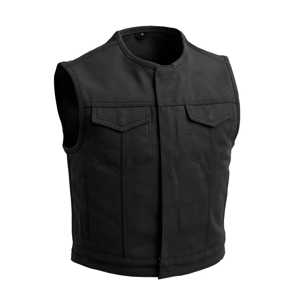 Lowside Men's Motorcycle Canvas Vest Men's Canvas Vests First Manufacturing Company XS Black 