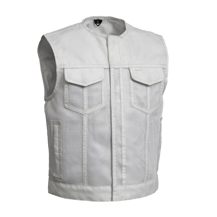 Lowside Moto Mesh Men's Motorcycle Vest Men's Moto Mesh Vests First Manufacturing Company White S 