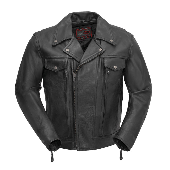 Mastermind Men's Motorcycle Leather Jacket Men's Leather Jacket First Manufacturing Company Standard S Black