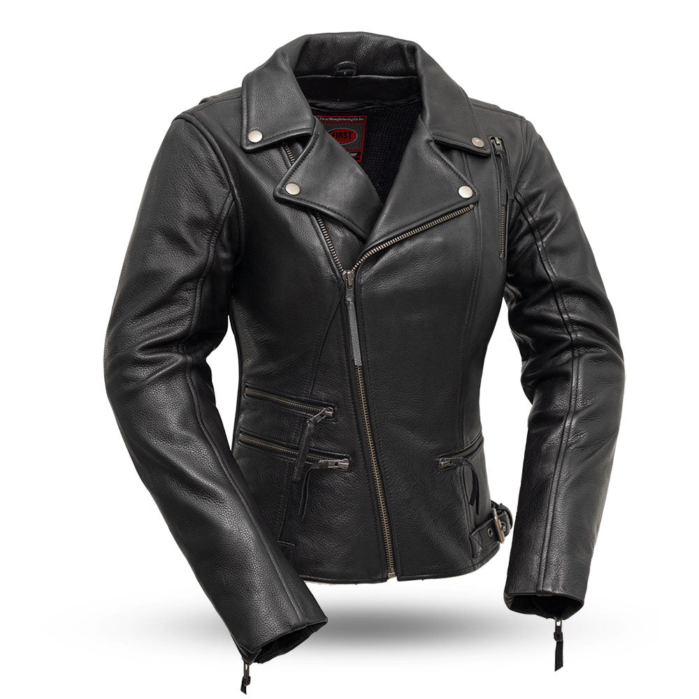 Monte Carlo - Women's Leather Motorcycle Jacket Women's Leather Jacket First Manufacturing Company XS Black 