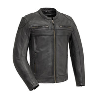 Nemesis Men's Motorcycle Leather Jacket Men's Leather Jacket First Manufacturing Company S Black 