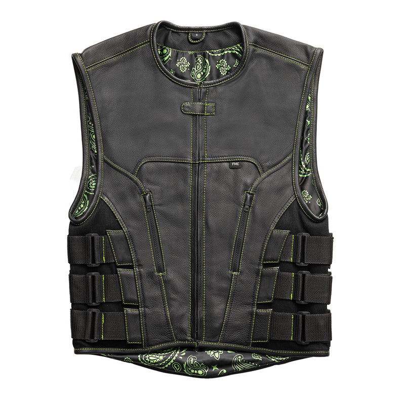 Ninja - Men's Swat Style Leather Motorcycle Vest - Limited Edition Factory Customs First Manufacturing Company S  