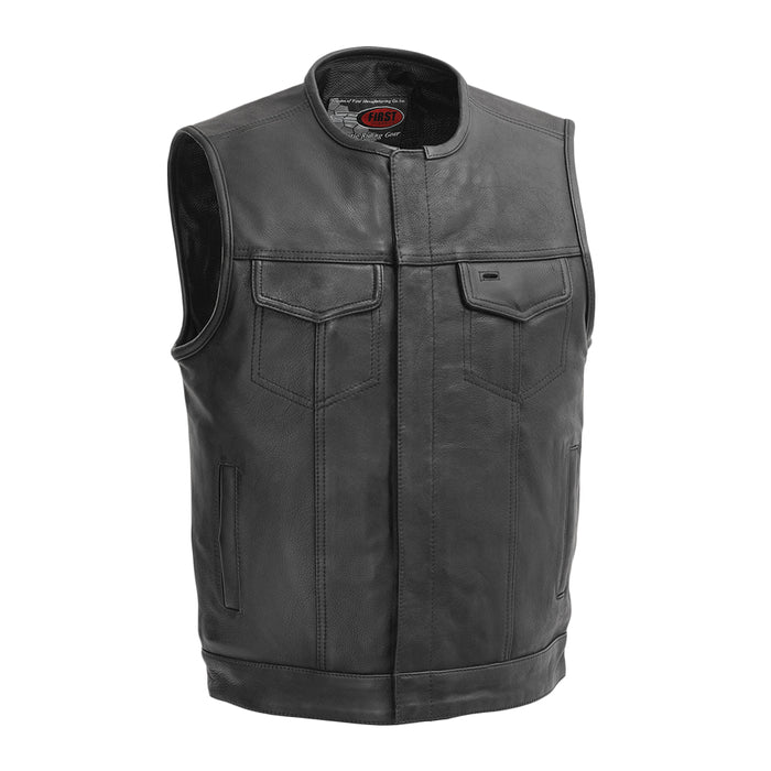 No Rival - Men's Motorcycle Leather Vest Men's Leather Vest First Manufacturing Company S Black 