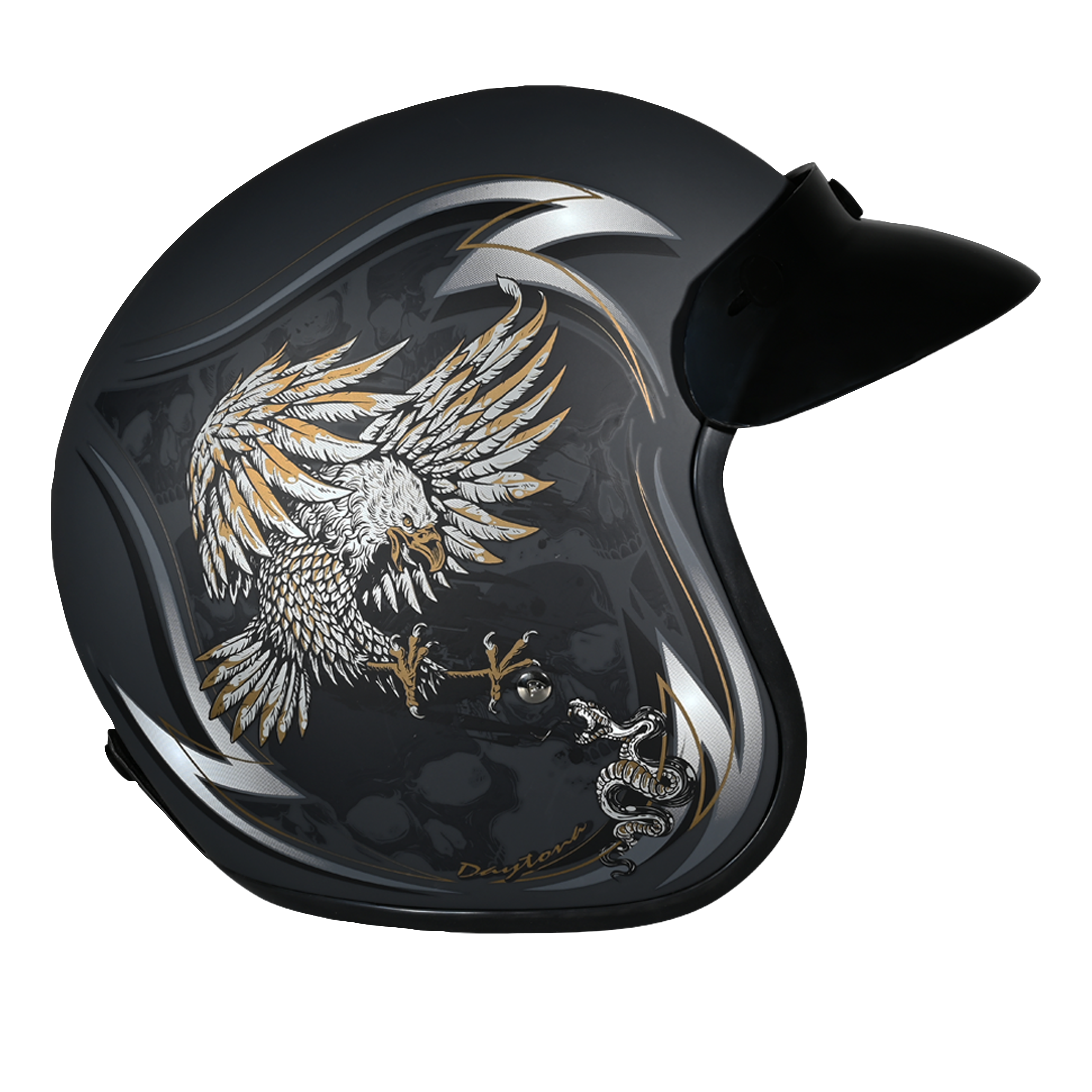 DOT Approved Daytona Cruiser Open Face Motorcycle Helmet - Men, Women & Youth - With Visor & Graphics - W/ Wild Soul CRUISER - GRAPHICS Daytona Helmets