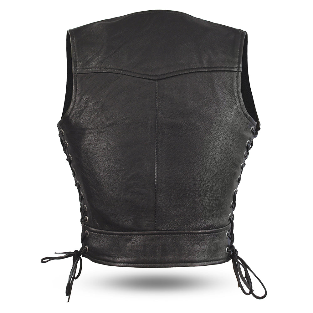 Raven - Women's Motor Fashion Style Leather Vest – First