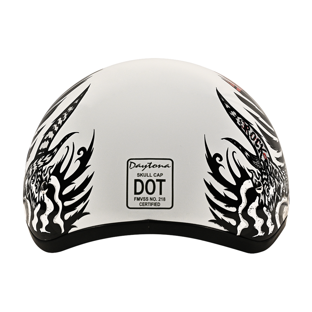 DOT Approved Daytona Motorcycle Half Face Helmet - Skull Cap Graphics for Men & Women, Scooters, ATVs, UTVs & Choppers - W/ Rockin' Reaper DAYTONA SKULL CAP - GRAPHICS Daytona Helmets