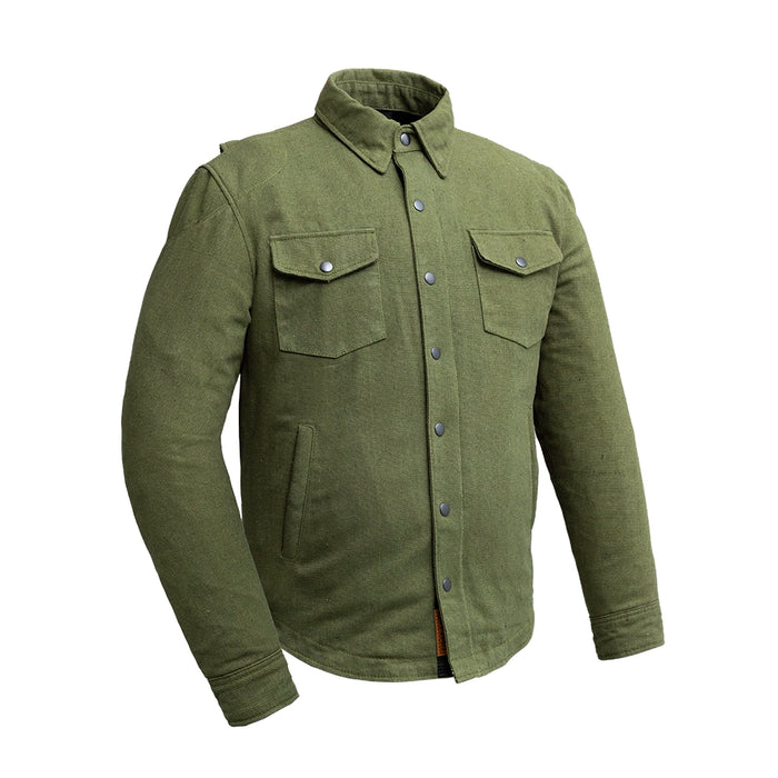 The Moto Shirt - Recycled Canvas  First Manufacturing Company Olive Green S 