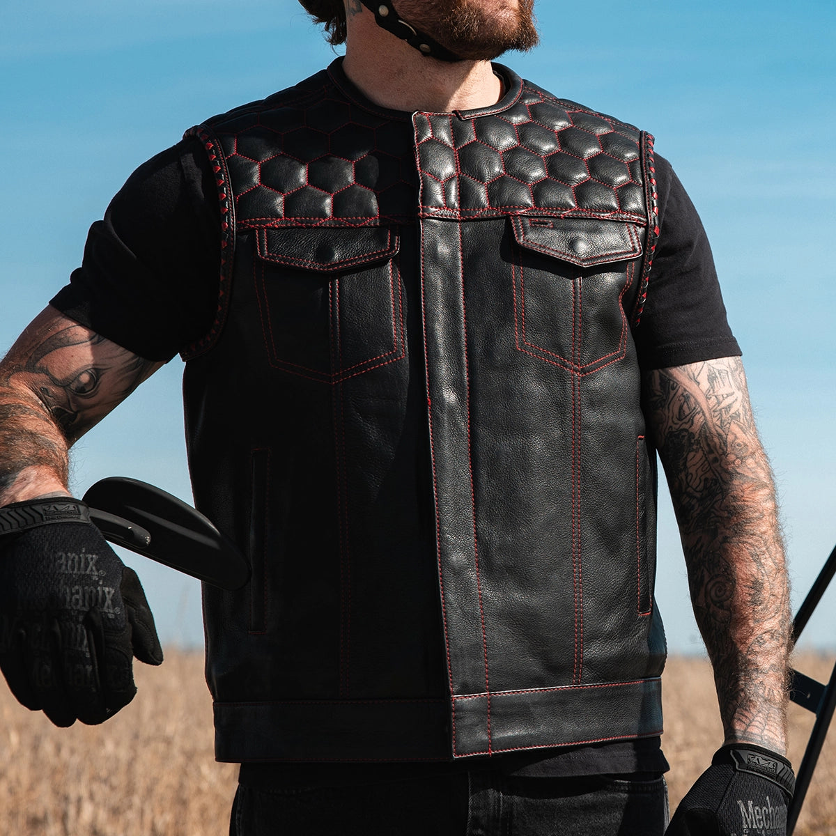 Hornet Men's Club Style Leather Vest Men's Leather Vest First Manufacturing Company