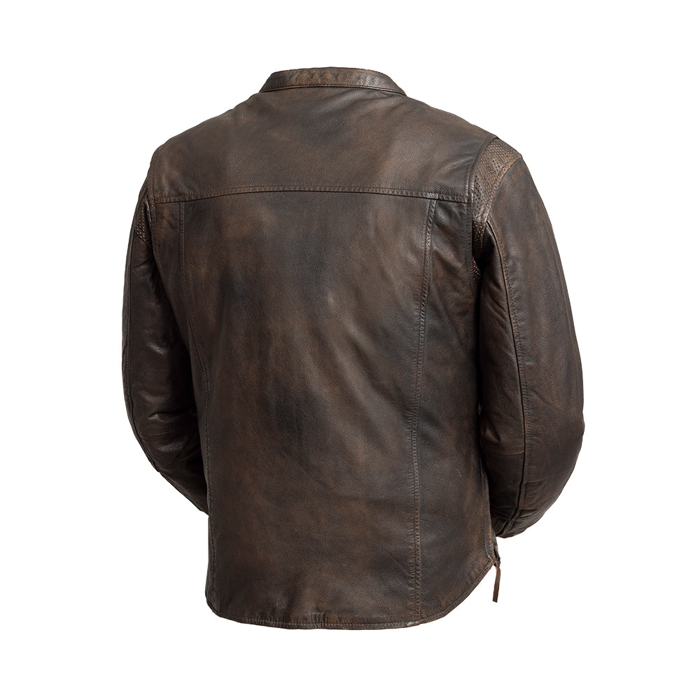 Rocky Men's Motorcycle Leather Jacket - Brown Men's Leather Jacket First Manufacturing Company   