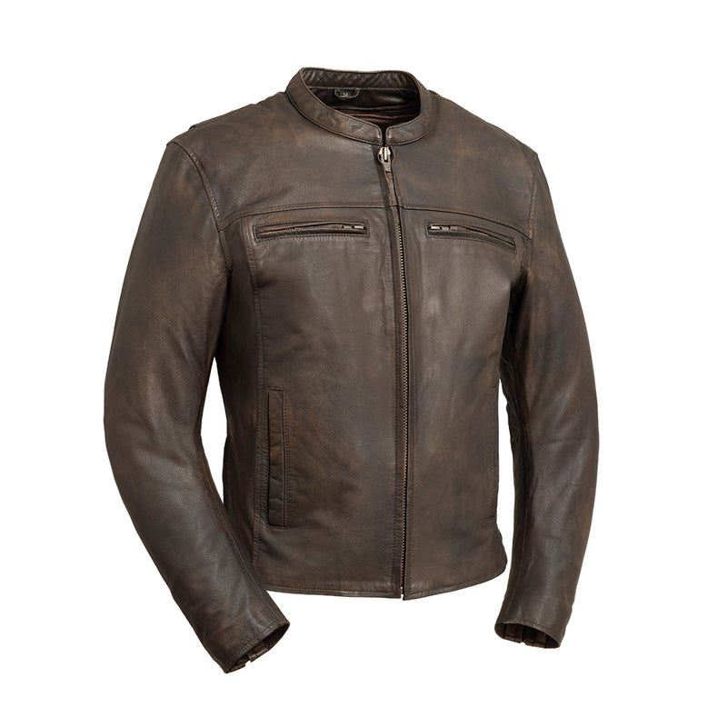 Rocky Men's Motorcycle Leather Jacket Men's Leather Jacket First Manufacturing Company Brown S 