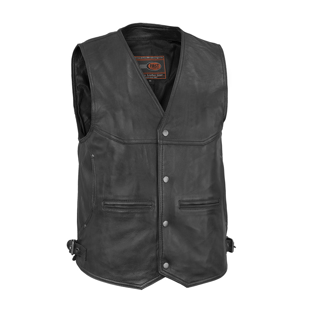 Rodeo - Men's Motorcycle Western Style Leather Vest Men's Western Vest First Manufacturing Company S Black 