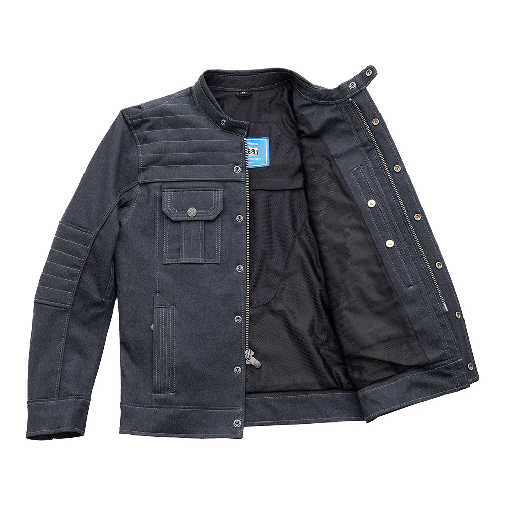 Men's Black Denim Jean Jacket Pockets Button Coat Solid Fashion Punk Casual  New | eBay