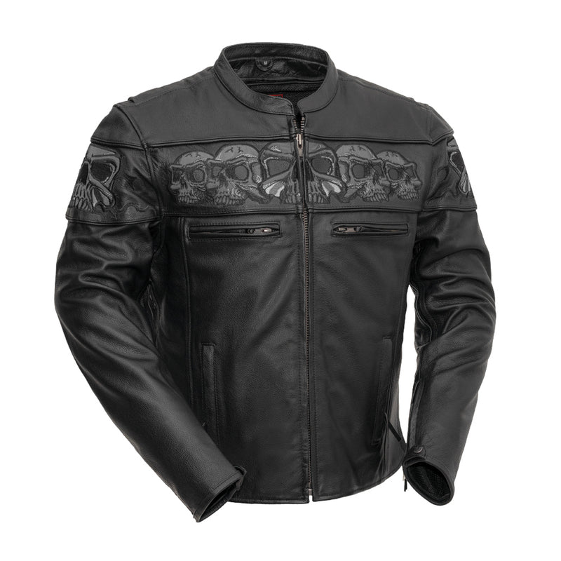 Savage Skulls Men's Motorcycle Leather Jacket Men's Leather Jacket First Manufacturing Company S Black 