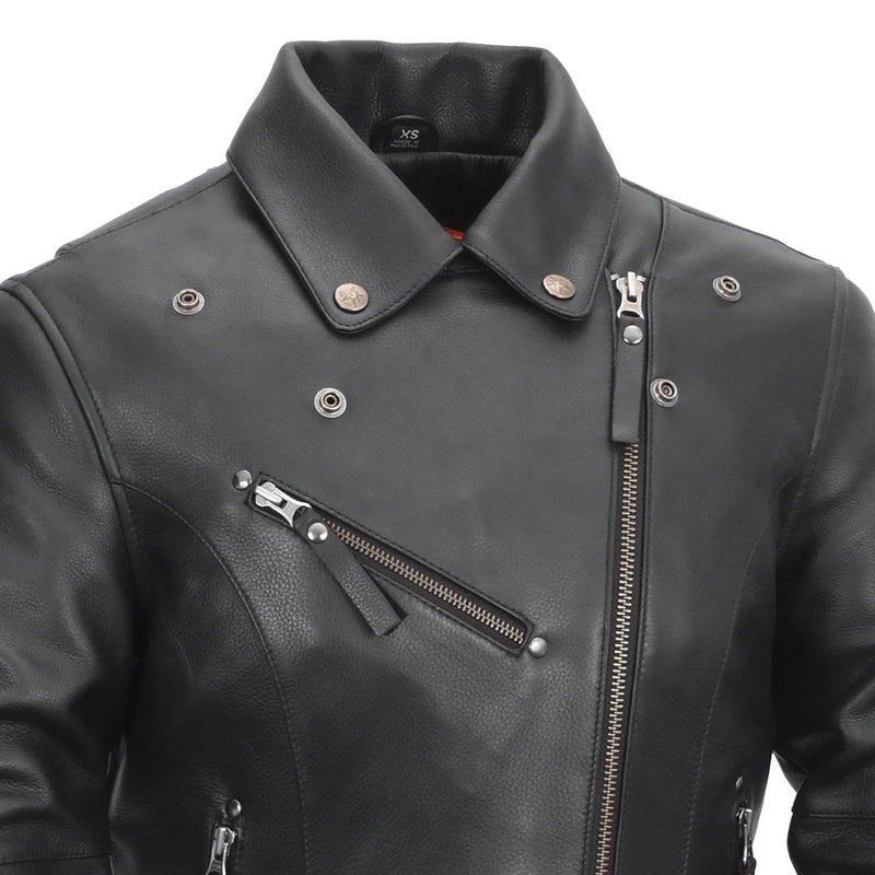 Scarlett Star Motorcycle Leather Jacket Women's Leather Jacket First Manufacturing Company   
