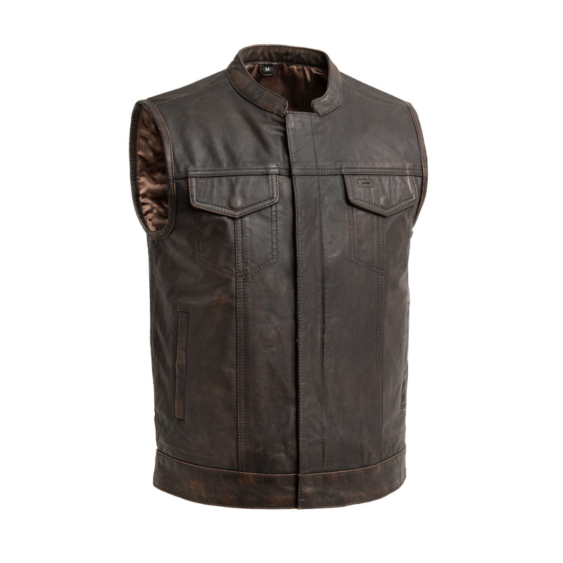 Sharp Shooter Men's Motorcycle Leather Vest Men's Leather Vest First Manufacturing Company Brown S 