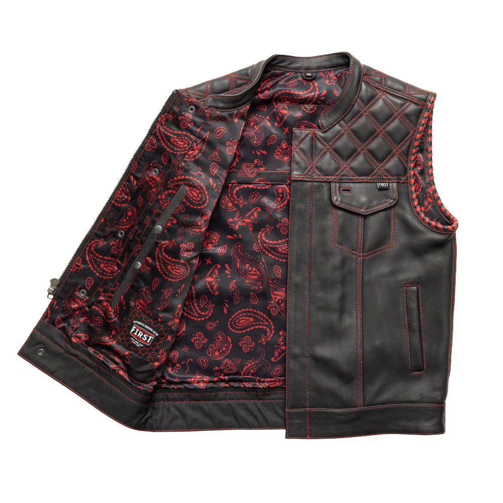 Sinister - Men's Motorcycle Leather Vest Red Men's Leather Vest First Manufacturing Company   