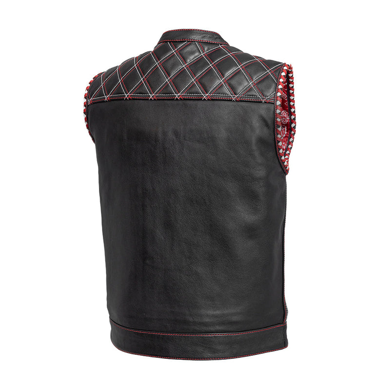 Sinister - Men's Motorcycle Leather Vest Red Men's Leather Vest First Manufacturing Company   