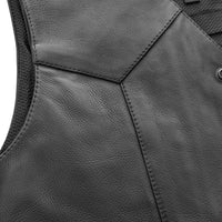 Texan Black Men's Motorcycle Western Style Leather Vest Men's Western Vest First Manufacturing Company   