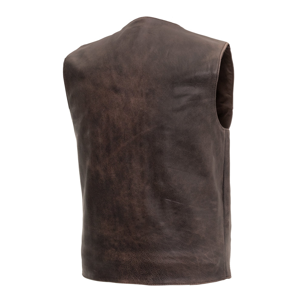 Texan Brown Men's Motorcycle Western Style Leather Vest – First 