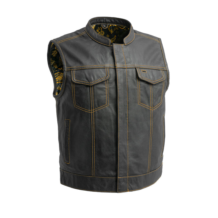 First Manufacturing Kent Men's Black Leather Vest With Hoodie - Konquer  Motorcycles
