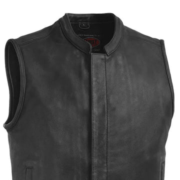 Top Rocker Copper Men's Motorcycle Leather Vest - First MFG