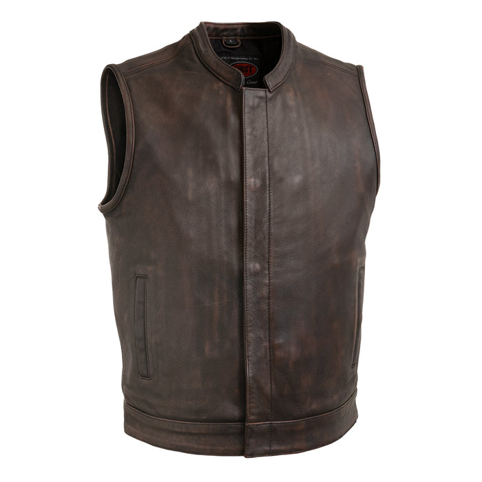 Men Soft Leather Tank Top, Shiny Matte Leather, Elastic, Full Zipper  Leather Vest