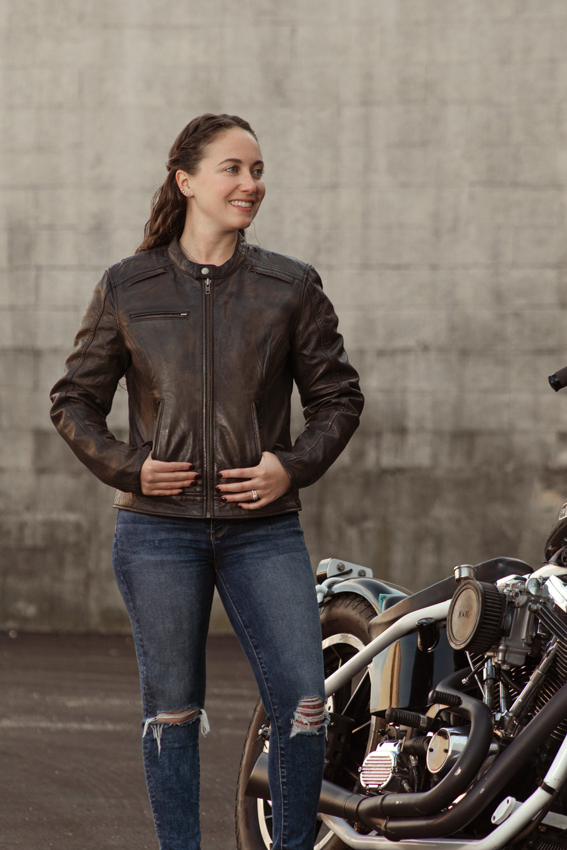 Trickster Motorcycle Leather Jacket Women's Leather Jacket First Manufacturing Company   