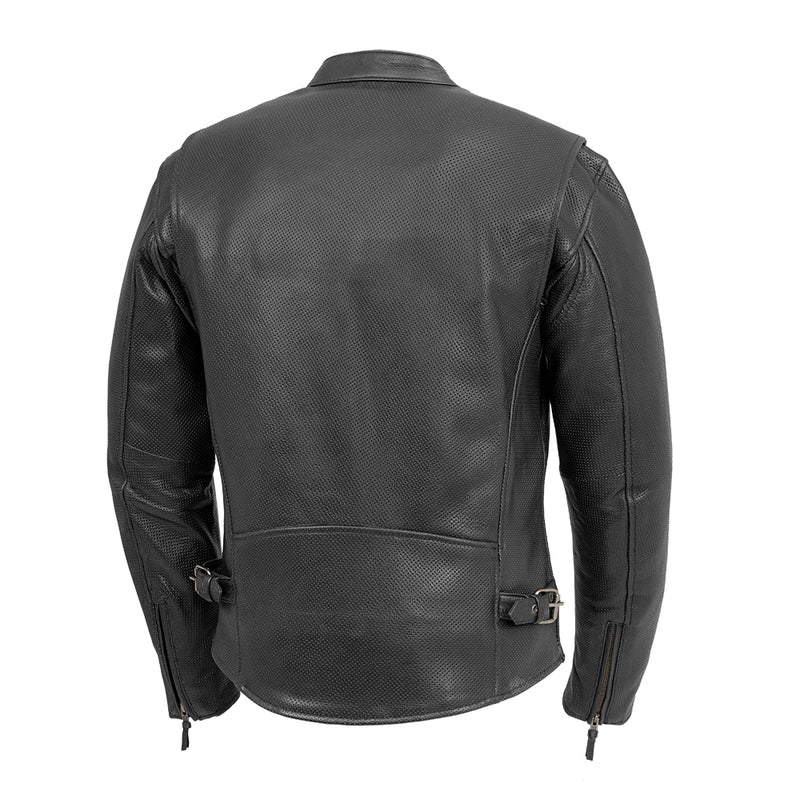 Turbine Men's Motorcycle Perforated Leather Jacket Black / S