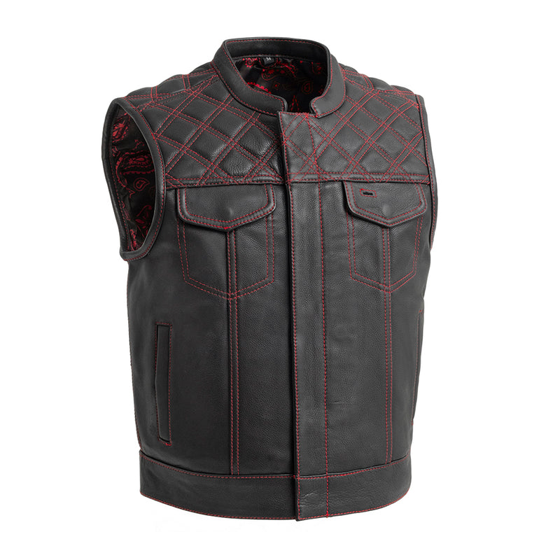 Upside Men's Club Style Leather Vest Men's Leather Vest First Manufacturing Company Red S 