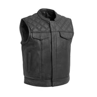 Upside Men's Club Style Leather Vest (Black) Men's Leather Vest First Manufacturing Company S Black 