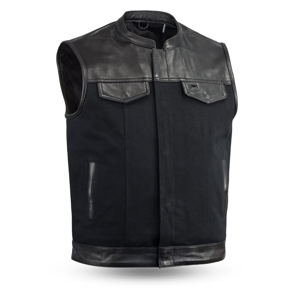 49/51 - Men's Motorcycle Leather/Canvas Vest - First FMG Co