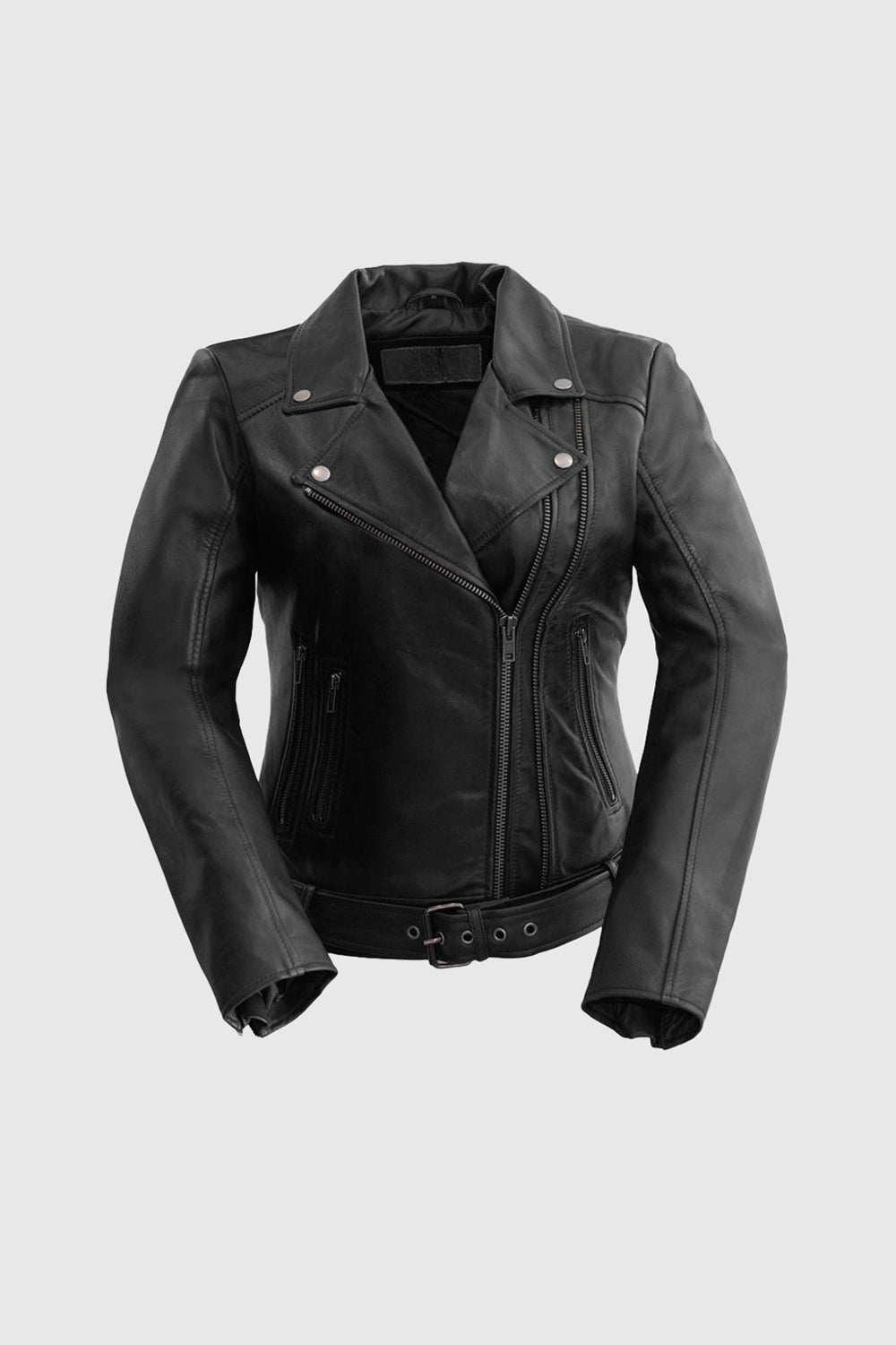 Chloe Womens Fashion Leather Jacket Women's Leather Jacket FMCo Black XS 