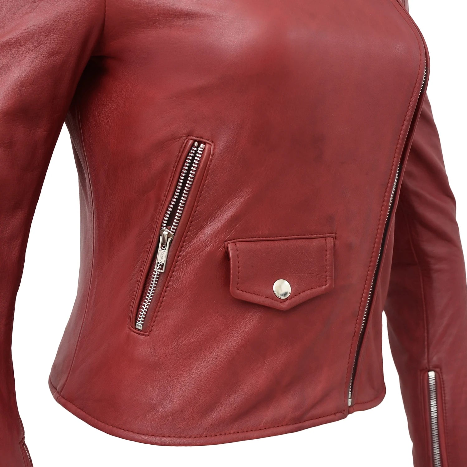 Lennox  Moto Style Leather Jacket Women's Fashion Leather Jacket FMCo   