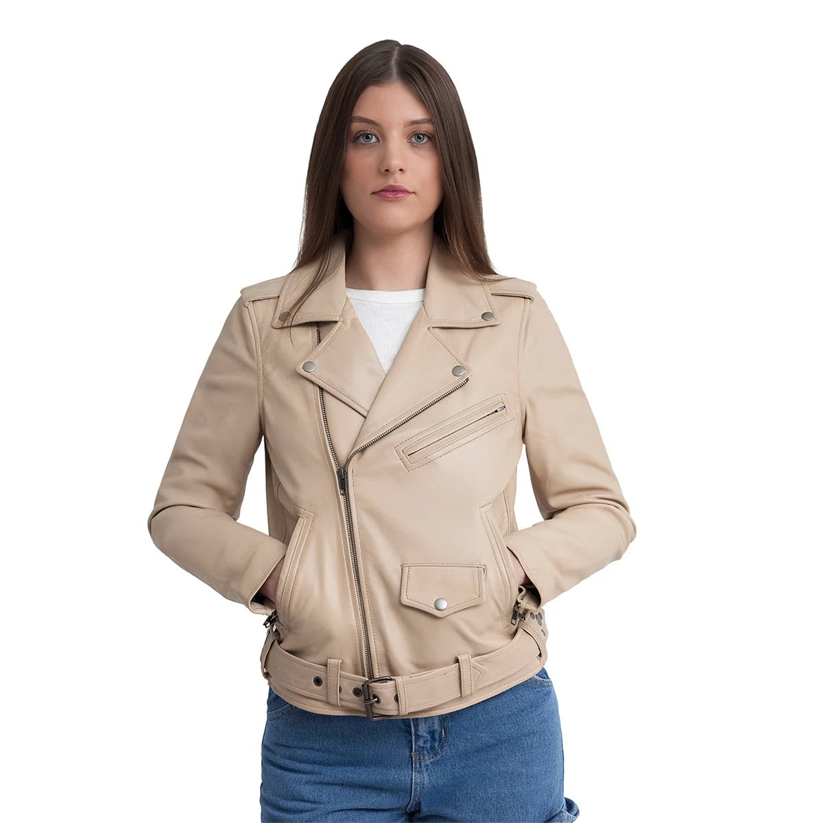 Sophia Women's Leather Jacket FMCo NY Oilsand XS