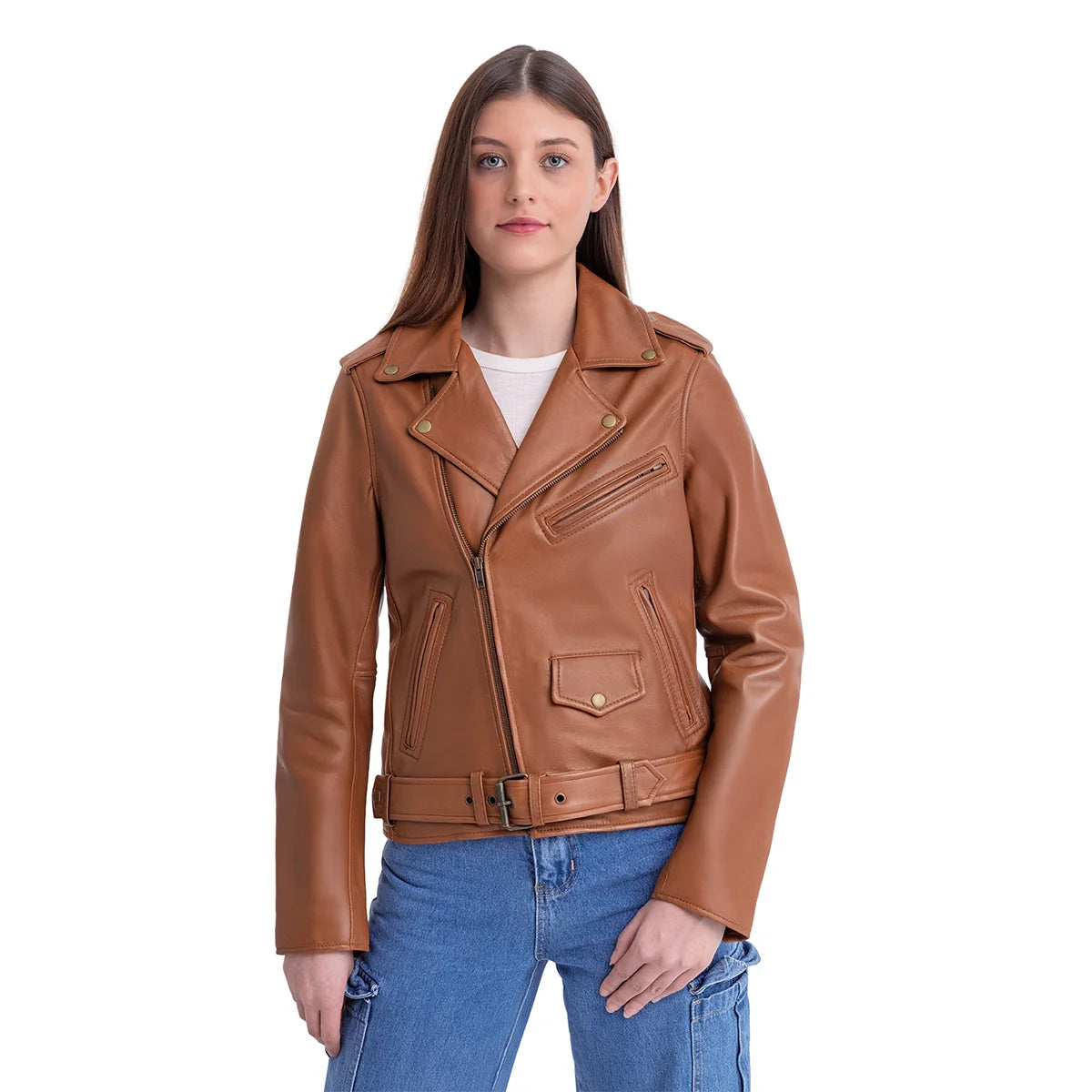 Sophia Women's Leather Jacket FMCo NY Whiskey XS