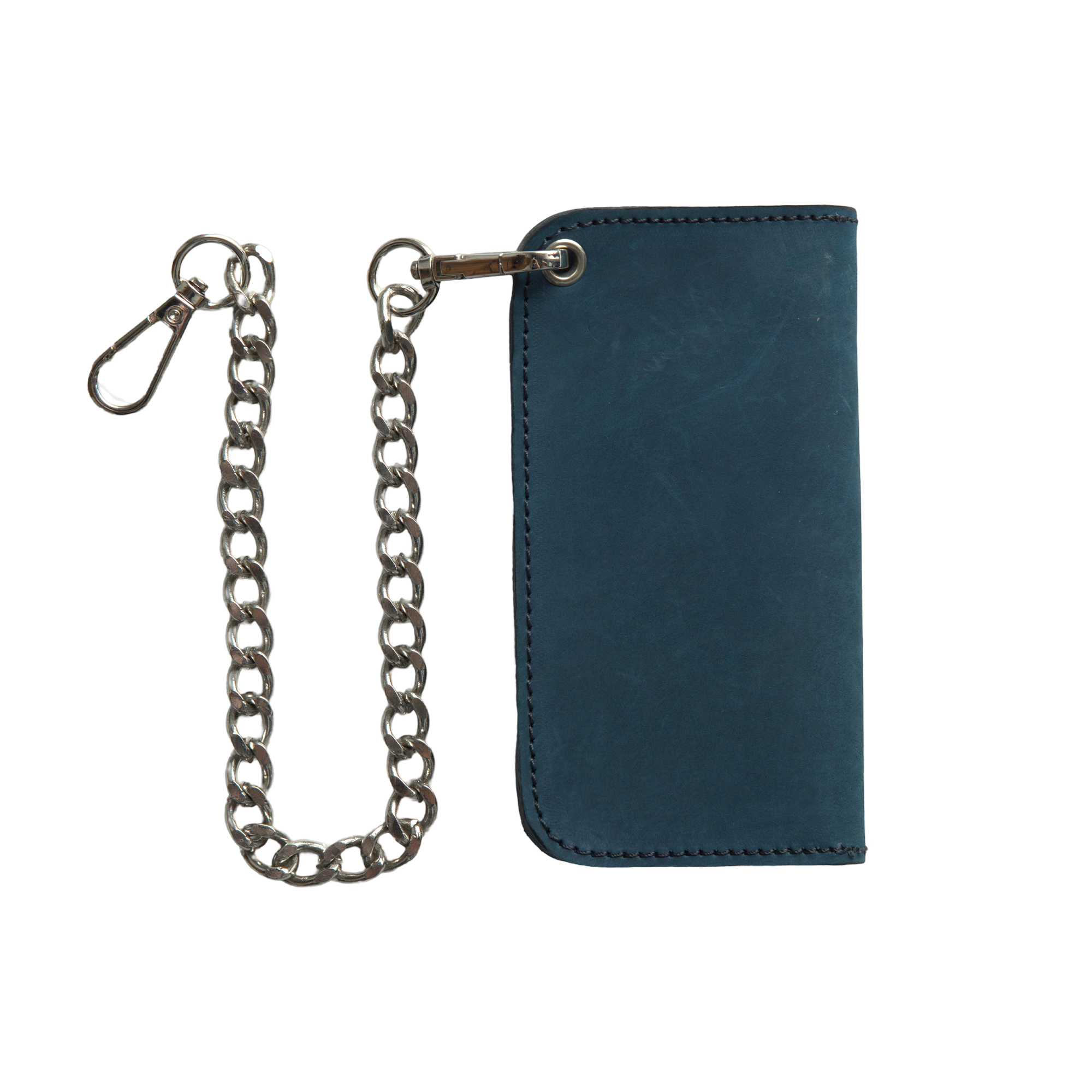 SMALL TRUCKER - Vegetable Tanned Leather Wallet  First Manufacturing Company ROYAL BLUE Chrome 