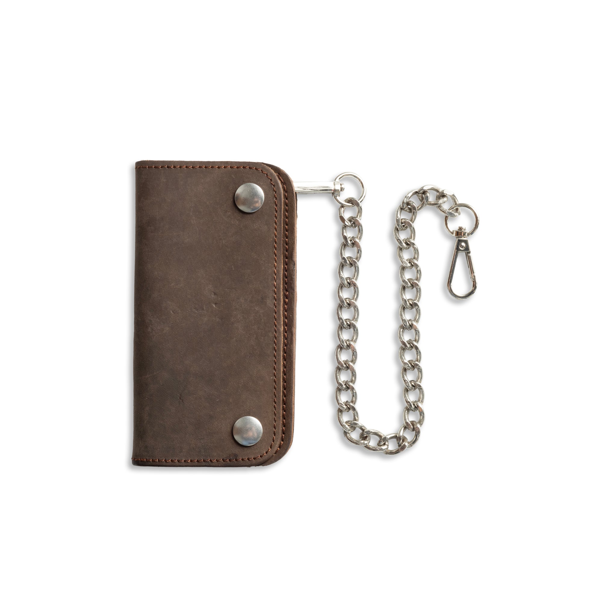 SMALL TRUCKER - Vegetable Tanned Leather Wallet First Manufacturing Company Dark Brown Chrome