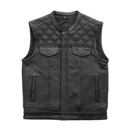 Whaler Black - Men's Club Style Leather Vest (Limited Edition) Factory Customs First Manufacturing Company S Black 