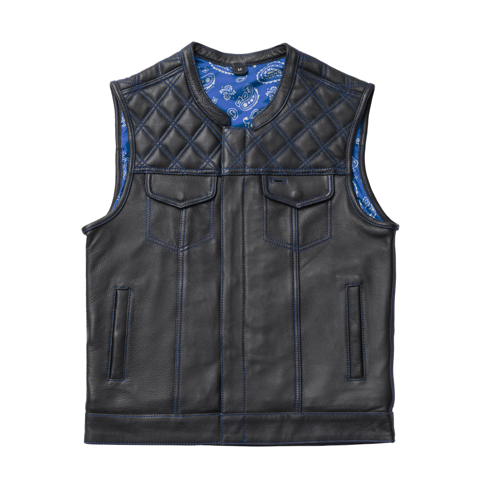 Whaler Blue - Men's Club Style Leather Vest (Limited Edition) Factory Customs First Manufacturing Company S  