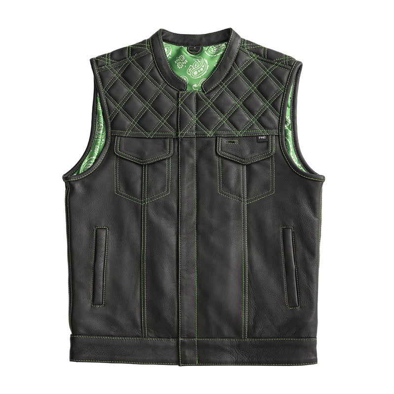 Whaler Green - Men's Club Style Leather Vest (Limited Edition) Factory Customs First Manufacturing Company S  