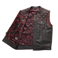 Whaler Red/Black Club Style Leather Vest  First Manufacturing Company   