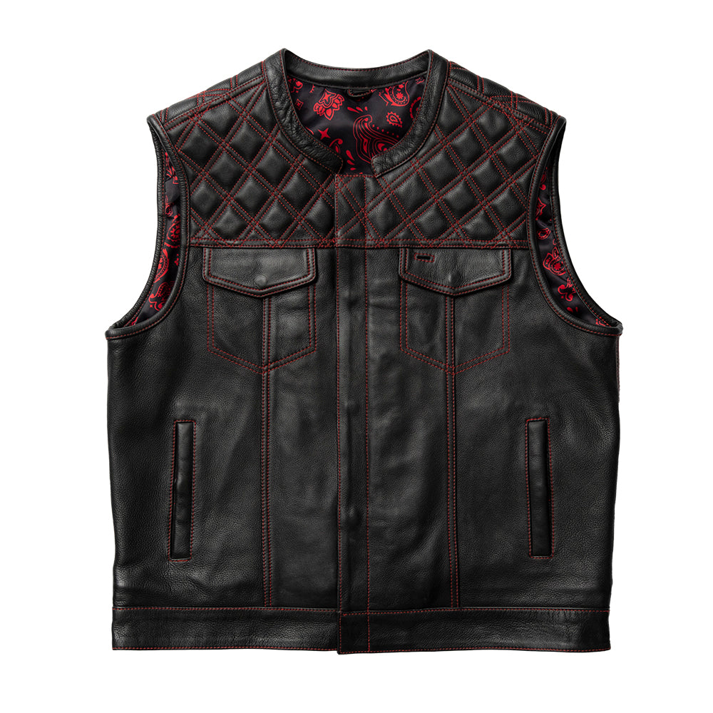 Whaler Red/Black Club Style Leather Vest  First Manufacturing Company S Black 