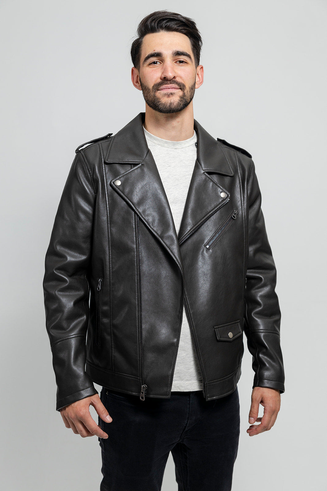 Nash Vegan Faux Leather Jacket Men's Vegan Faux Leather jacket FMCo Olive S 